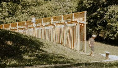 nearly 1,000 wooden chimes turn le bruit du bois into an alpine instrument