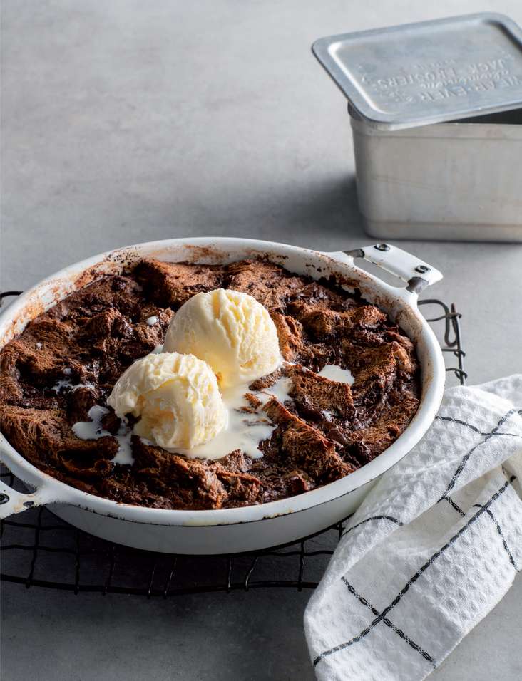 Chocolate 'challah and butter' pudding from A Year of Jewish Cooking (Photo: Alan Benson)