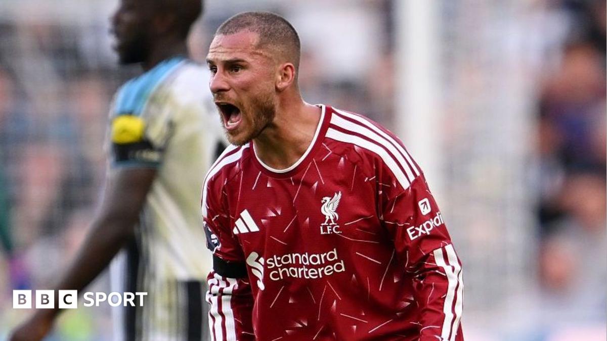 Alexis Mac Allister reacts during a Premier League match between Newcastle United and Liverpool
