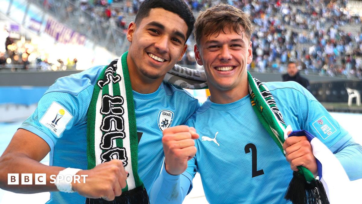 Anan Khalaili and Ilay Feingold of Israel celebrate at the Under-20 World Cup in Argentina in 2023