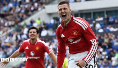 Benjamin Sesko celebrates