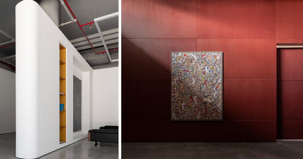 dubai gallery pairs open white exhibition halls with brick-toned museum room