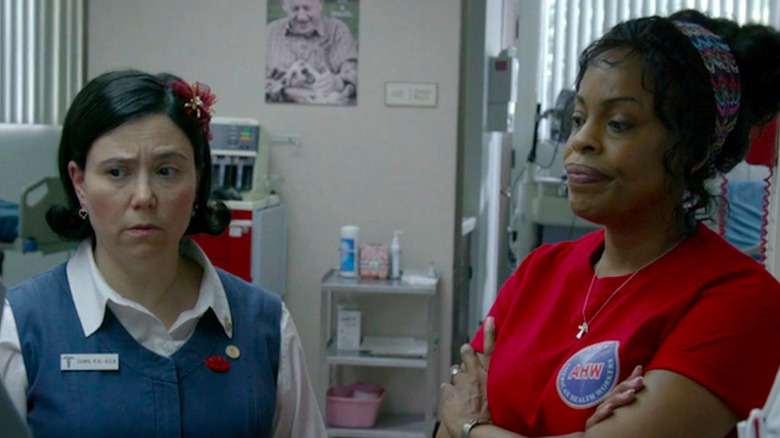 Dawn and Didi in hospital, looking on