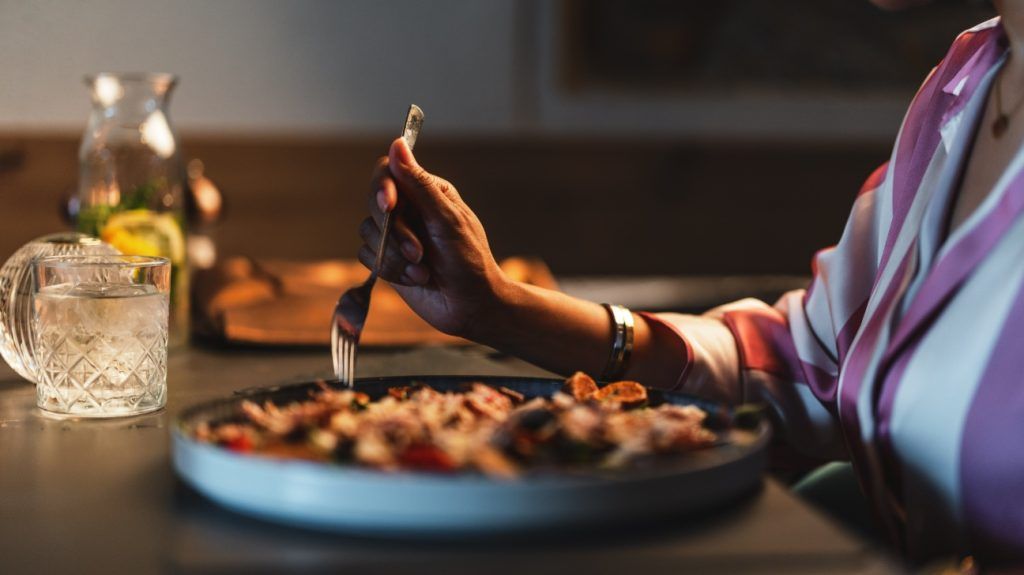 out of focus shot of food plate
