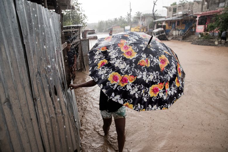 A flooded street following Hurricane Melissa in Petit-Goave, southwest of Port-au-Prince, Jamaica, on October 30, 2025.