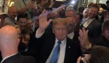 Chants of 'USA' and 'four more years' as Trump made brief appearance in Doonbeg hotel bar