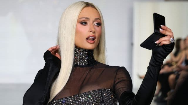 Paris Hilton Gets Cheeky on the Runway in High-Cut The Blonds Bodysuit