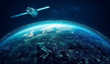 Satellite Orbiting Earth with Global Data Network