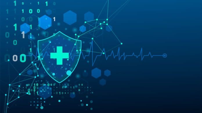 Digital Healthcare Security Shield with ECG Technology Concept
