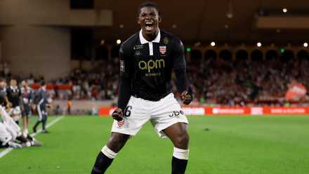 Lamine Camara celebrating for Monaco