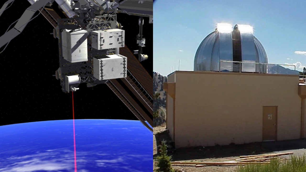 Artists rendering of an OPALS downlink/OPALS ground system | Wikimedia Commons laser
