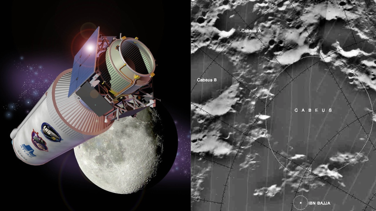 NASA deliberately sent a spent rocket stage crashing into the Moon on October 9, 2009, with the target being Cabeus crater | Wikimedia Commons LCROSS