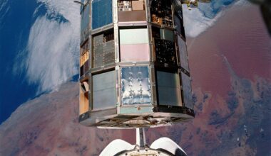 In 1984, NASA left a satellite carrying 57 experiments in orbit for a planned 10 months — repeated delays stretched the trip to 69 months before Columbia brought the entire laboratory home inside its cargo bay, its exposed surfaces weathered by years in space.