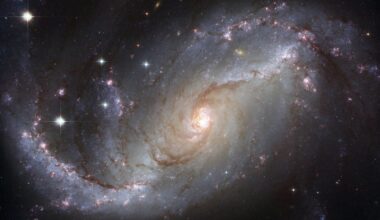 Capture of the NGC 1672 spiral galaxy showcasing its majestic spiral arms and bright core.