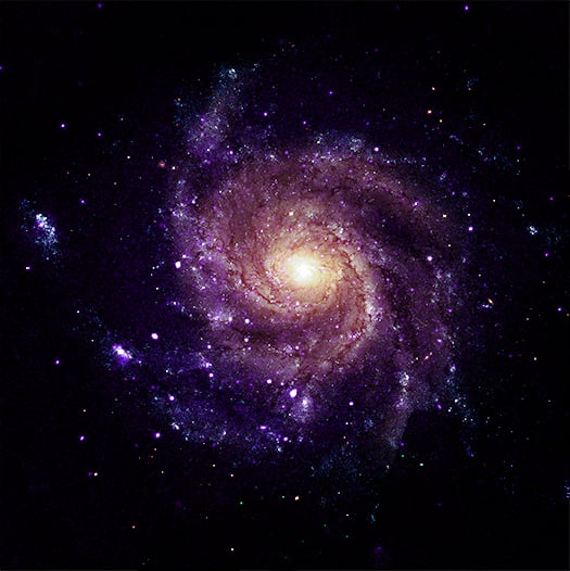 Image of M101, the Pinwheel Galaxy, one of the homes of some of the HSSs. Credit: X-ray: NASA/CXC/Univ. of Alabama/M. Muhibullah et al.; Optical: NASA/ESA/STScI; Image Processing: NASA/CXC/SAO/N. Wolk