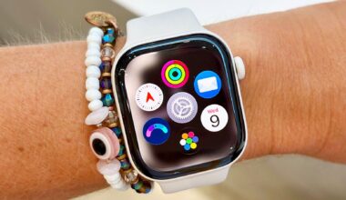 Close-up of the Apple Watch Series 12 on a user's wrist at the Cupertino launch event on September 10, 2026