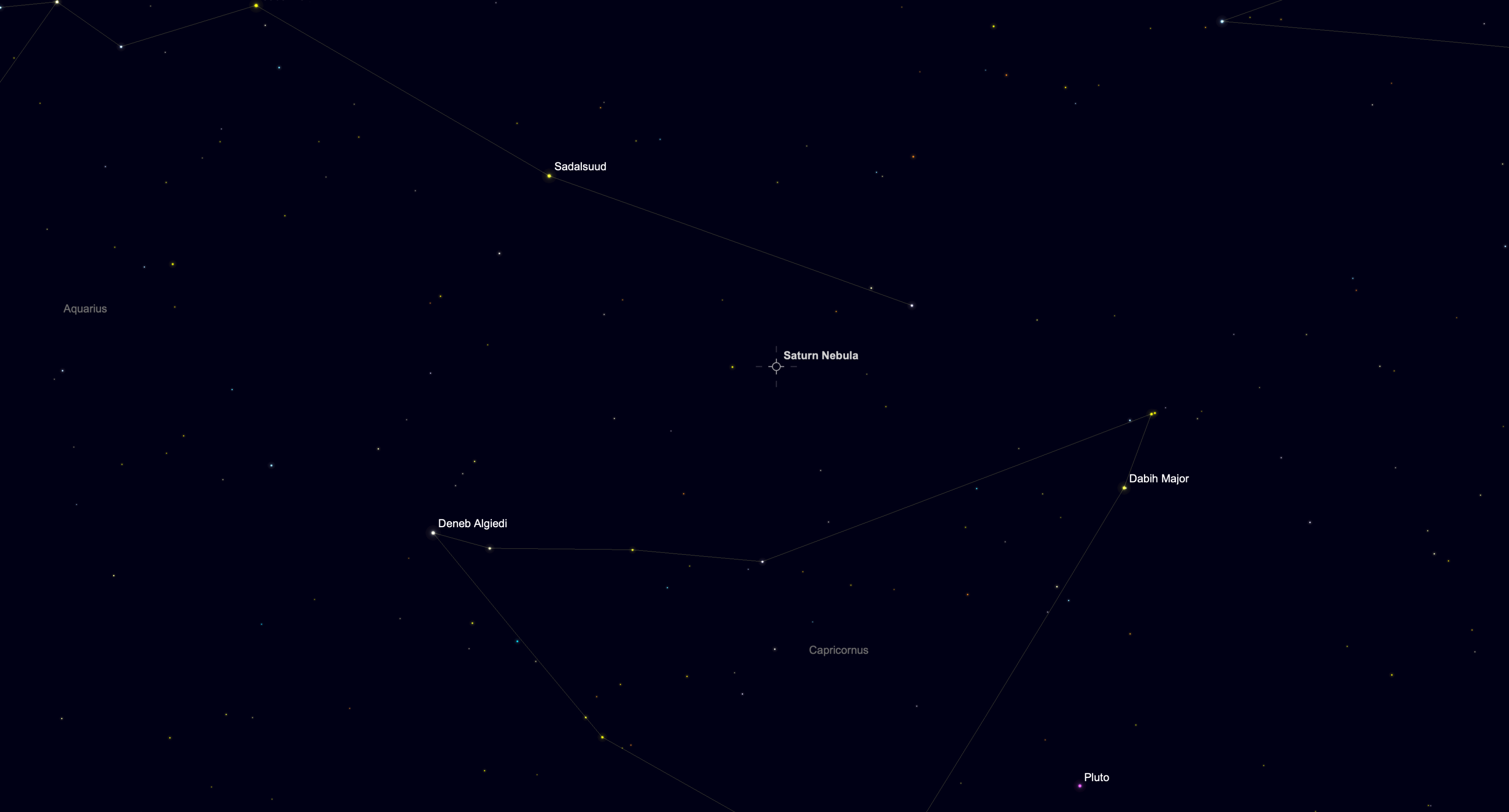 Star chart showing the location of the Saturn Nebula (NGC 7009) in the constellation Aquarius on Sept. 20, 2026.