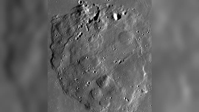A 10-image mosaic captured by NASA’s Lunar Reconnaissance Orbiter's Narrow Angle Camera between June 2012 and April 2016 showing the volcanic feature Mons Rümker and its surrounding mare plains.