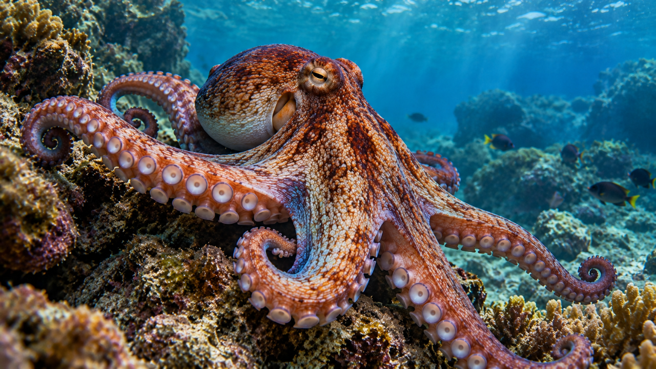 Image AI generated Octopuses show complex skin patterns during active sleep
