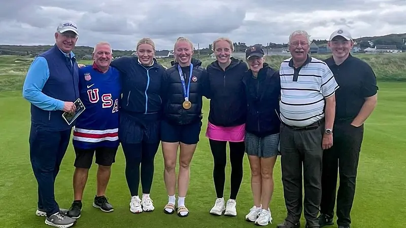 Olympian Grace Zumwinkle swaps gold for greens at Narin and Portnoo Links