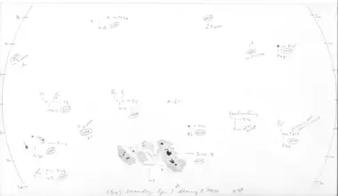 Hand-drawn image of sunspots from the Great Sunspot of 1947. Credit - Mount Wilson Observatory