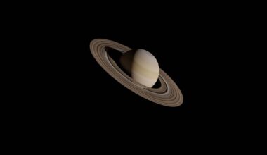 Digital rendering of Saturn and its rings against a black background
