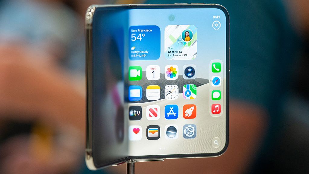 An unfolded iPhone Duo on display