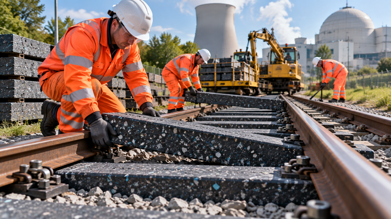 Image AI generated Recycled-plastic sleepers were installed during routine maintenance