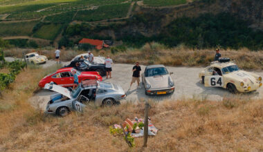 seven porsches’ journey across europe turns into physical artwork