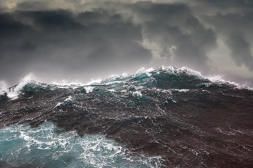 Rough, storm-driven seas in the North Atlantic.