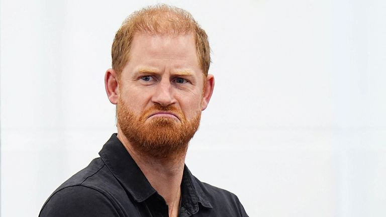 Prince Harry, Duke of Sussex attends a panel discussion as he visits Ninestiles School. Pic: PA