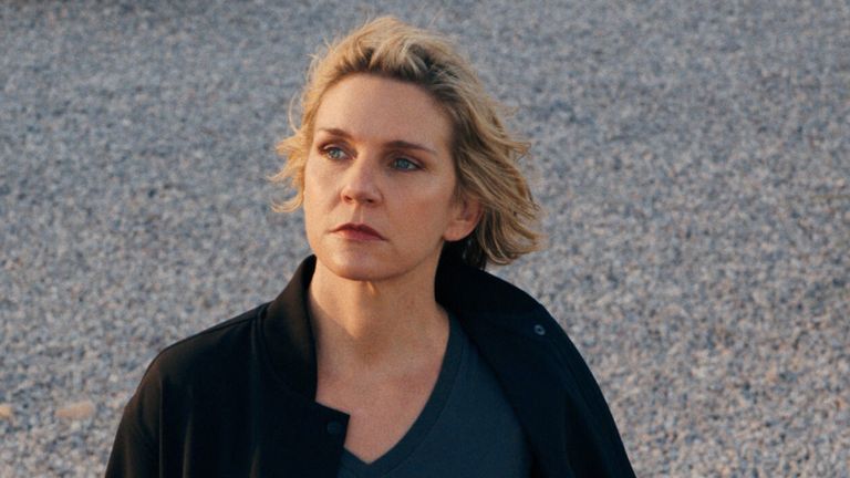Rhea Seehorn as an author immune to a hive-mind alien virus which has taken over the world in Pluribus. Pic: Apple TV