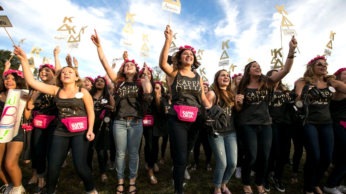 Sorority girls celebrating