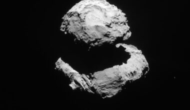 Rosetta navigation camera view of the two-lobed nucleus of Comet 67P in March 2015
