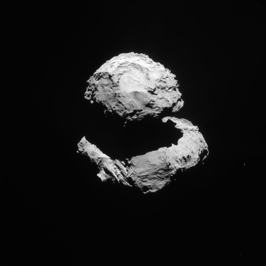 Rosetta navigation camera view of the two-lobed nucleus of Comet 67P in March 2015