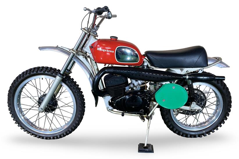Ex-Steve McQueen, 1972 Husqvarna 250cc Motocrosser left side