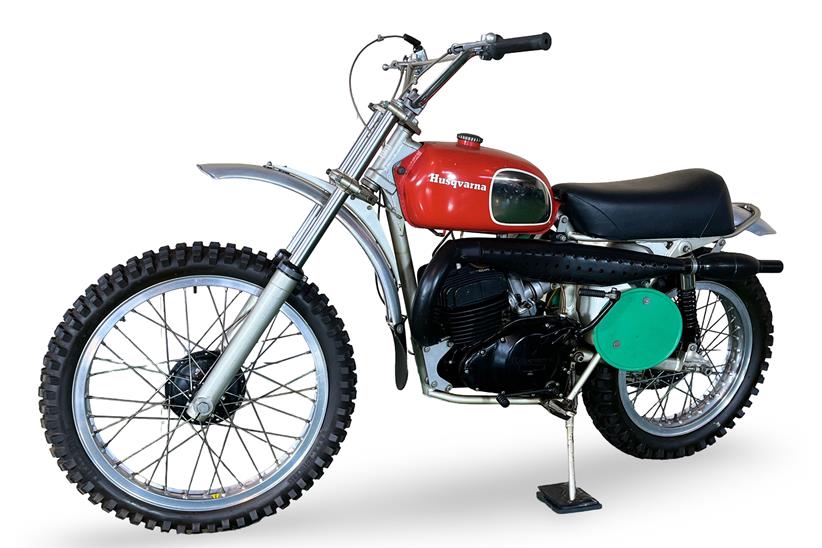 Ex-Steve McQueen, 1972 Husqvarna 250cc Motocrosser front left