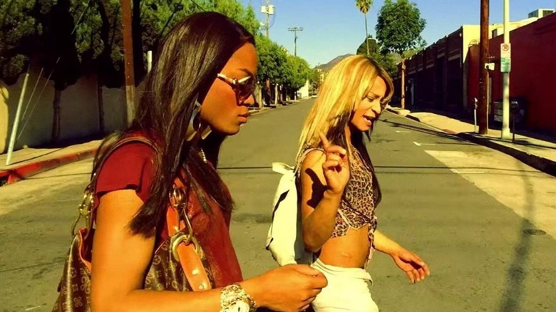 Alexandra and Sin-Dee crossing the street in 