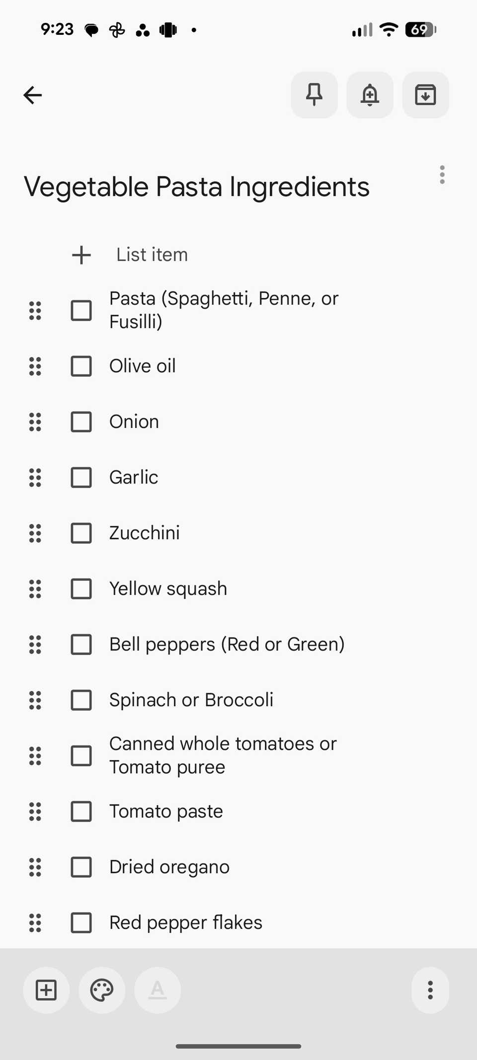 Gemini creating a checklist in Google Keep