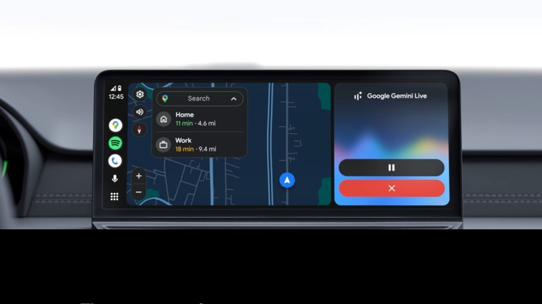 Android Auto on car's screen, featuring Google Gemini.
