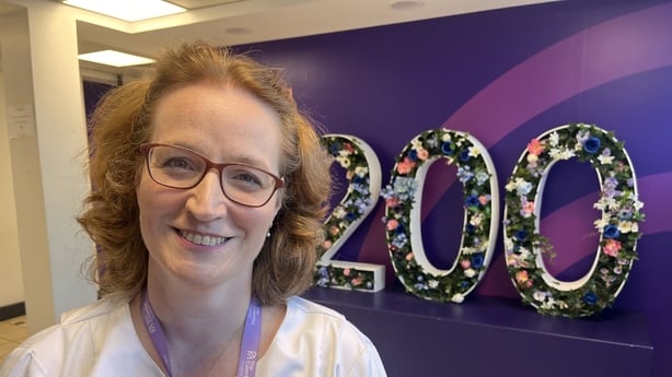 Midwife Denise Lambert at the Born in Dublin exhibition