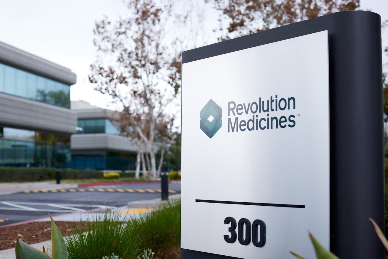 A corporate sign that reads: Revolution Medicines.