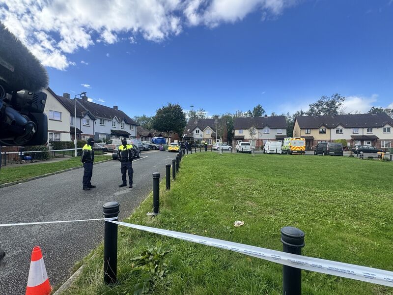Gardai attend the scene at a house on Old Connaught Avenue in Bray, Co Dublin, after the discovery of the bodies of a man in his 30s and a woman in her 40s, shortly after 8am. Picture: Michael O'Scannail/Press Association