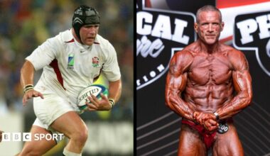 Phil Vickery playing for England at the 2003 Rugby World Cup and competing at the Physical Culture Association show in Hull in 2026