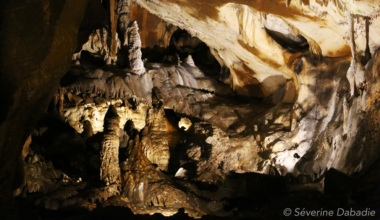 inside of a cave with stalagmites