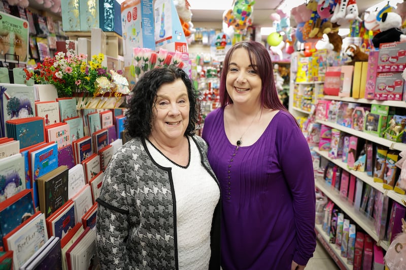 Mother and daughter Joan and Lisa King run King's Paper and Gift Shop on the Main Street. Photograph: Enda O'Dowd