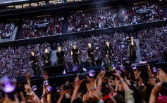 BTS play at the Riyadh Air Metropolitano Stadium as part of they ARIRANG World Tour on June 26, 2026 in Madrid.