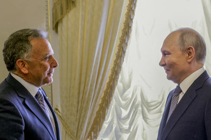 US special envoy Steve Witkoff meeting Russia's president Vladimir Putin in St Petersburg on Wednesday. Photograph:  Gavriil Grigorov/AFP/Getty Images