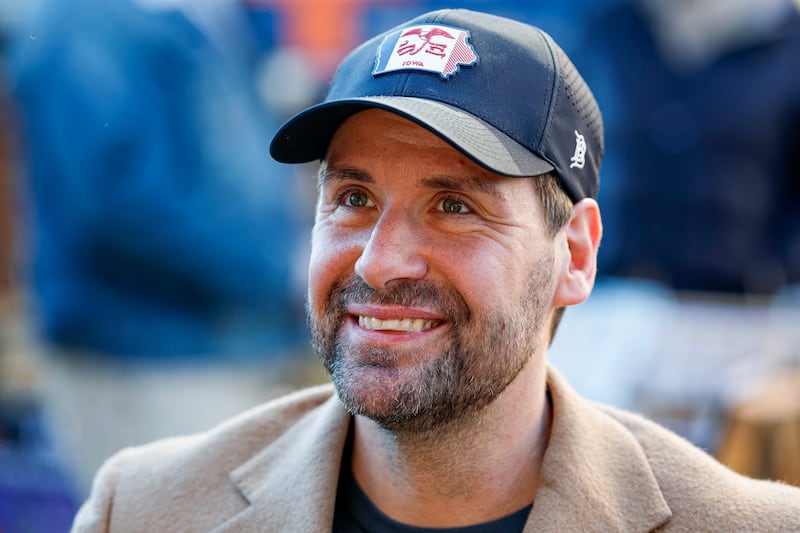 Democratic US Senate candidate Josh Turek speaks to supporters during a campaign stop at the Dubuque Farmers' Market in Dubuque, Iowa, on October 17th, 2026. Photograph: Kamil Krzaczynski/AFP/Getty