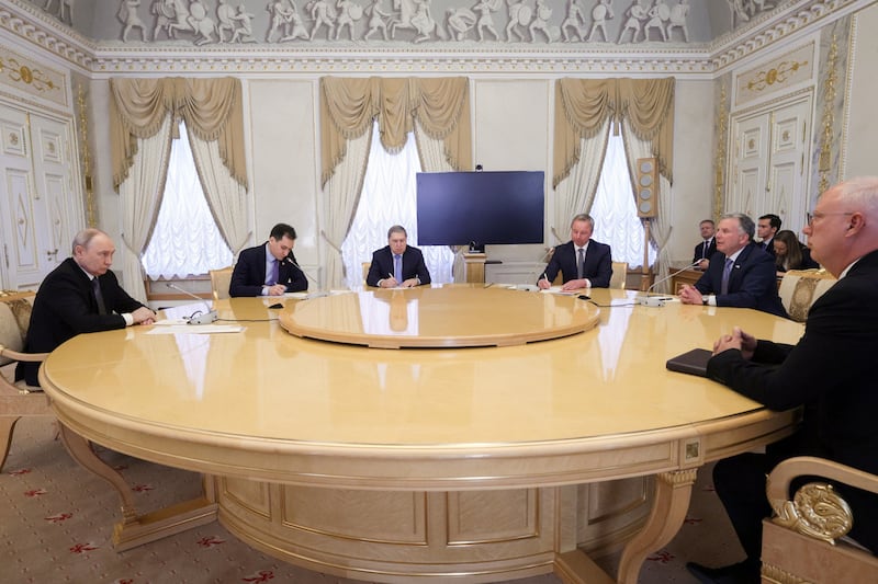 Vladimir Putin and Steve Witkoff held talks in Russia. Photograph: Gavriil Grigorov, Sputnik, Kremlin Pool Photo via AP